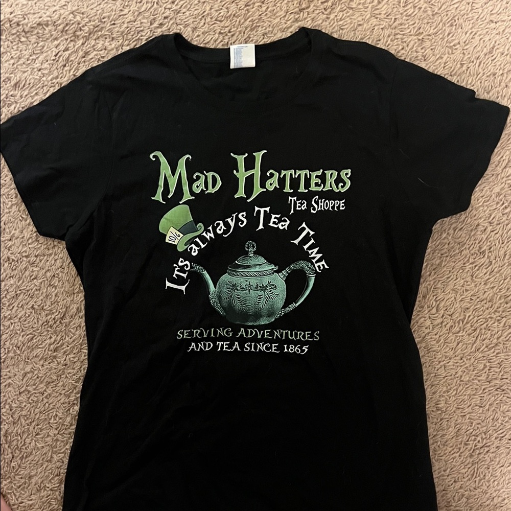 Port Authority Black Tee with Green Print